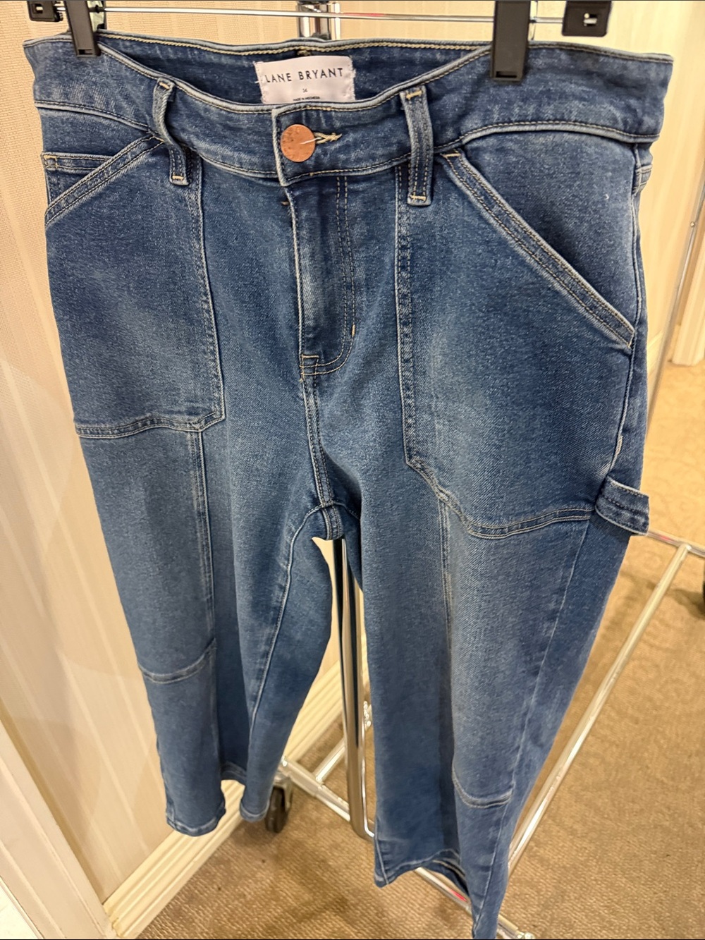 Lane Bryant Distressed Blue High-Rise Jeans (capri)